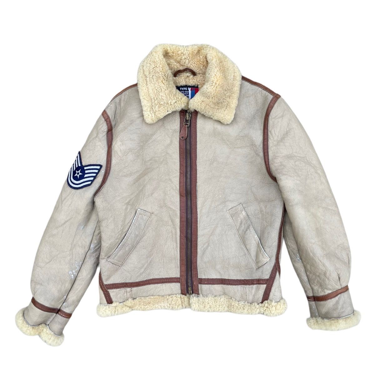 Schott 💥 VINTAGE SCHOTT B3 USA SHEARLING SHEEPSKIN LEATHER JACKET Size US M / EU 48-50 / 2 - 1 Thumbnail