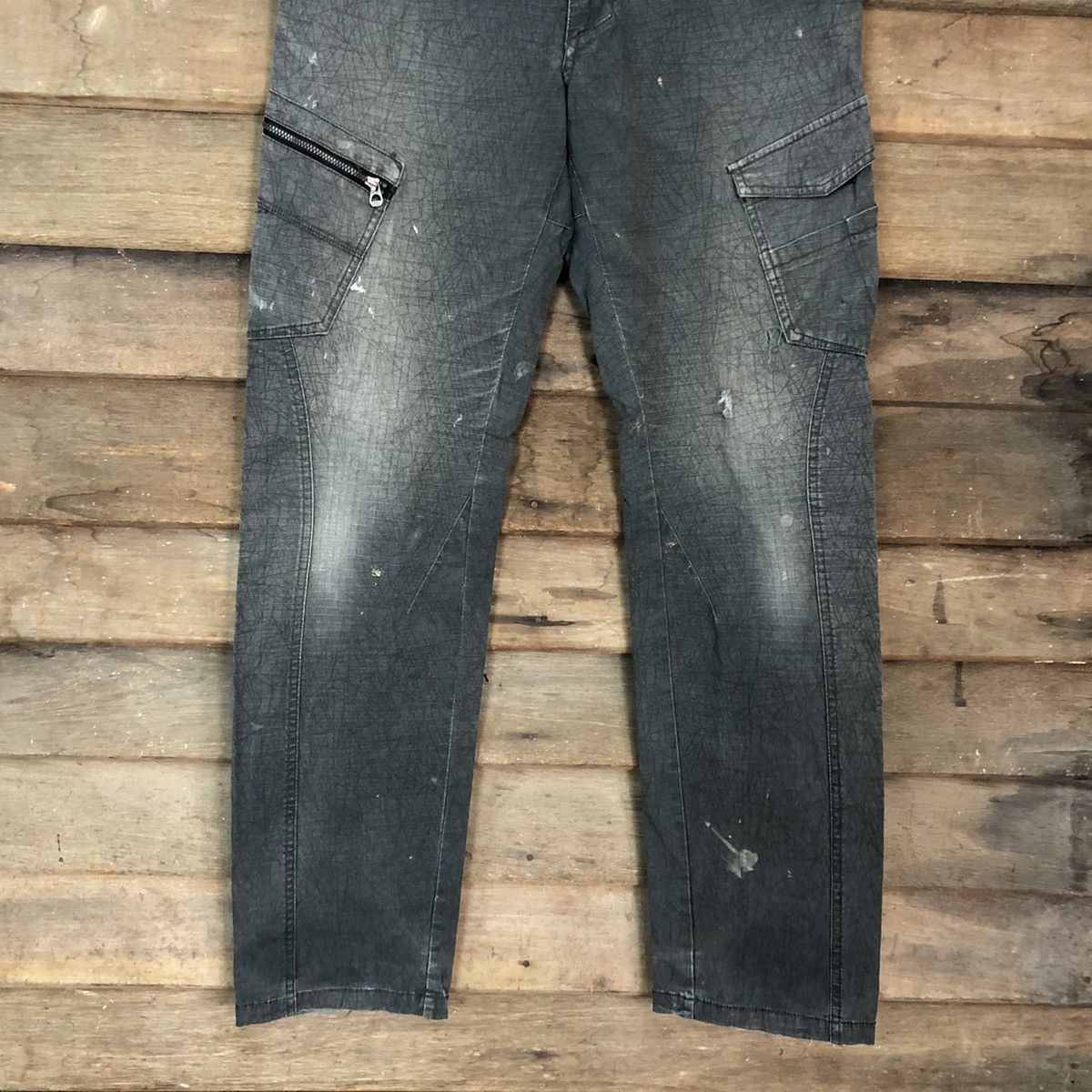 Faded Glory × Japanese Brand D.Grow Grey faded distressed Multipocket Cargo Pants #4963 Size US 31 - 3 Thumbnail