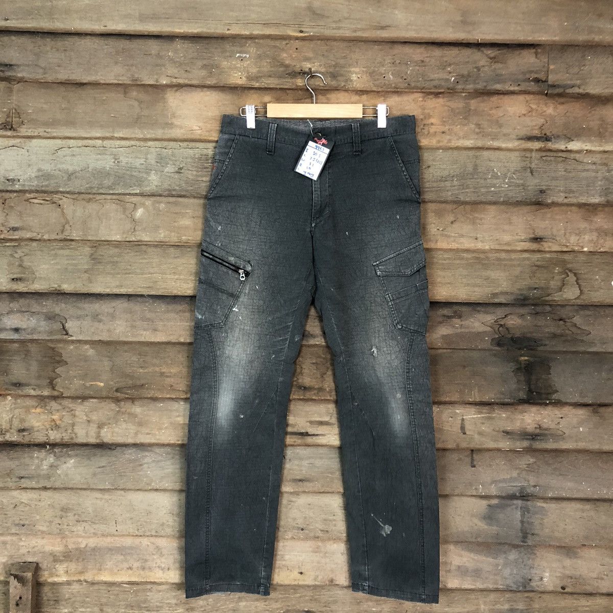 Faded Glory × Japanese Brand D.Grow Grey faded distressed Multipocket Cargo Pants #4963 Size US 31 - 1 Thumbnail