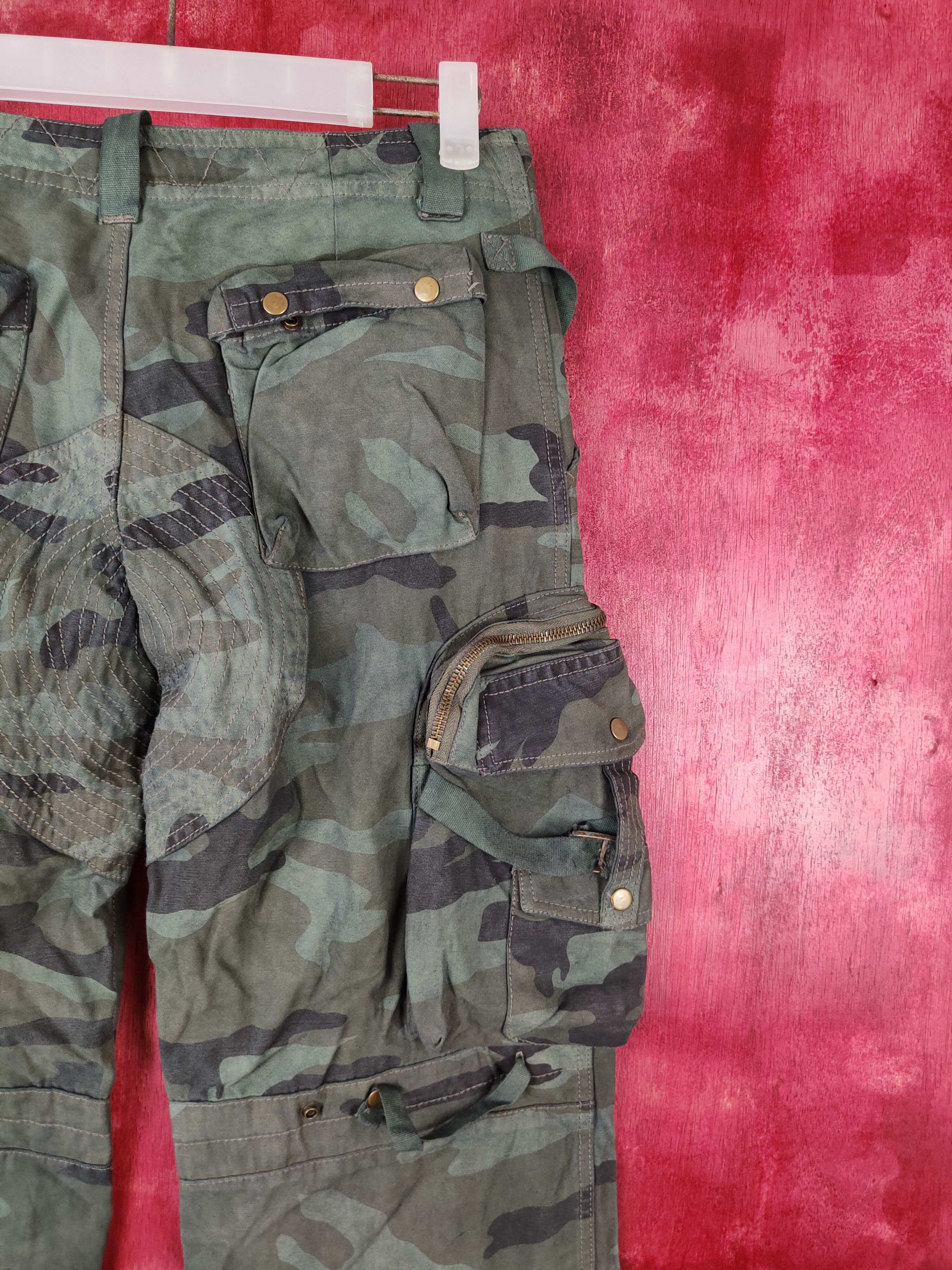 Japanese Brand DL Japan camo Green Military Multi Pocket Cargo Pants #5157 Size 28" / US 6 / IT 42 - 10 Thumbnail