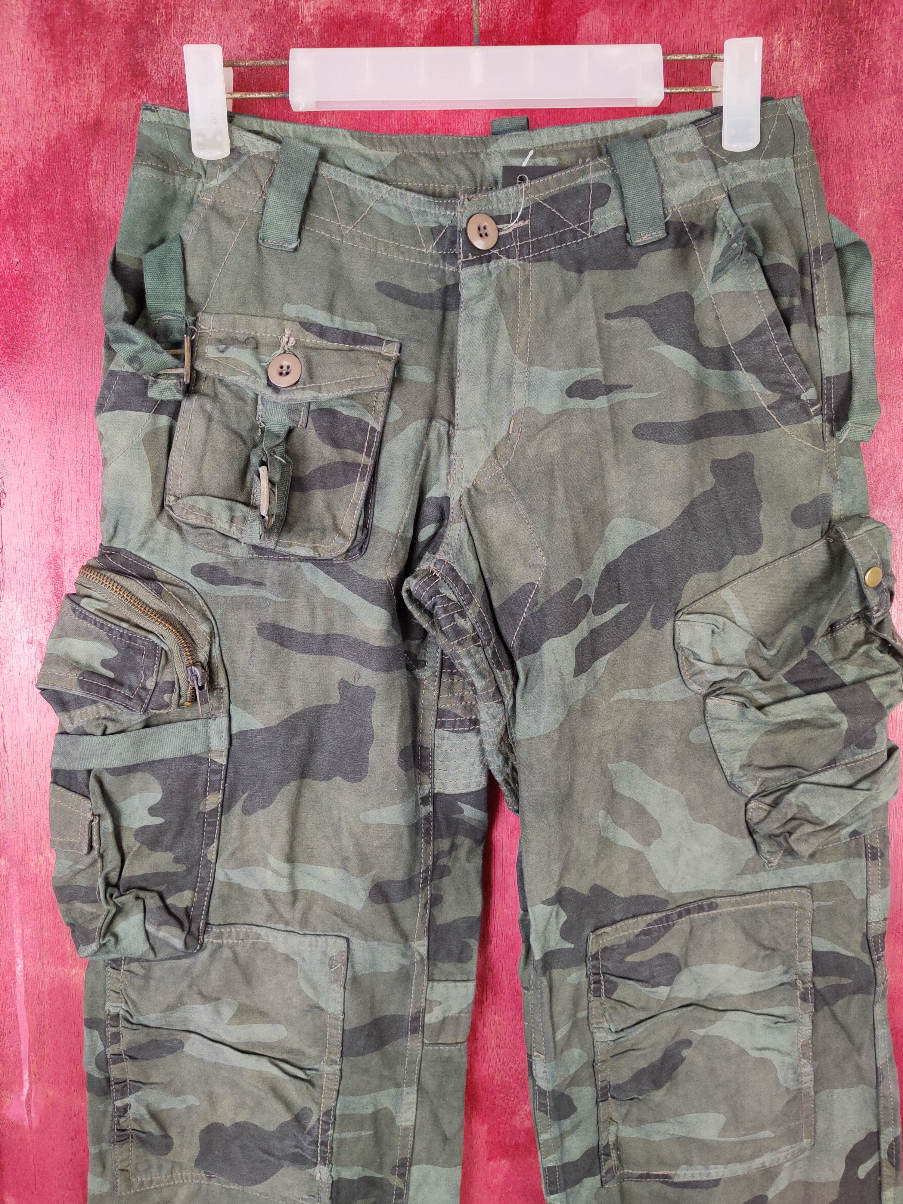 Japanese Brand DL Japan camo Green Military Multi Pocket Cargo Pants #5157 Size 28" / US 6 / IT 42 - 2 Thumbnail