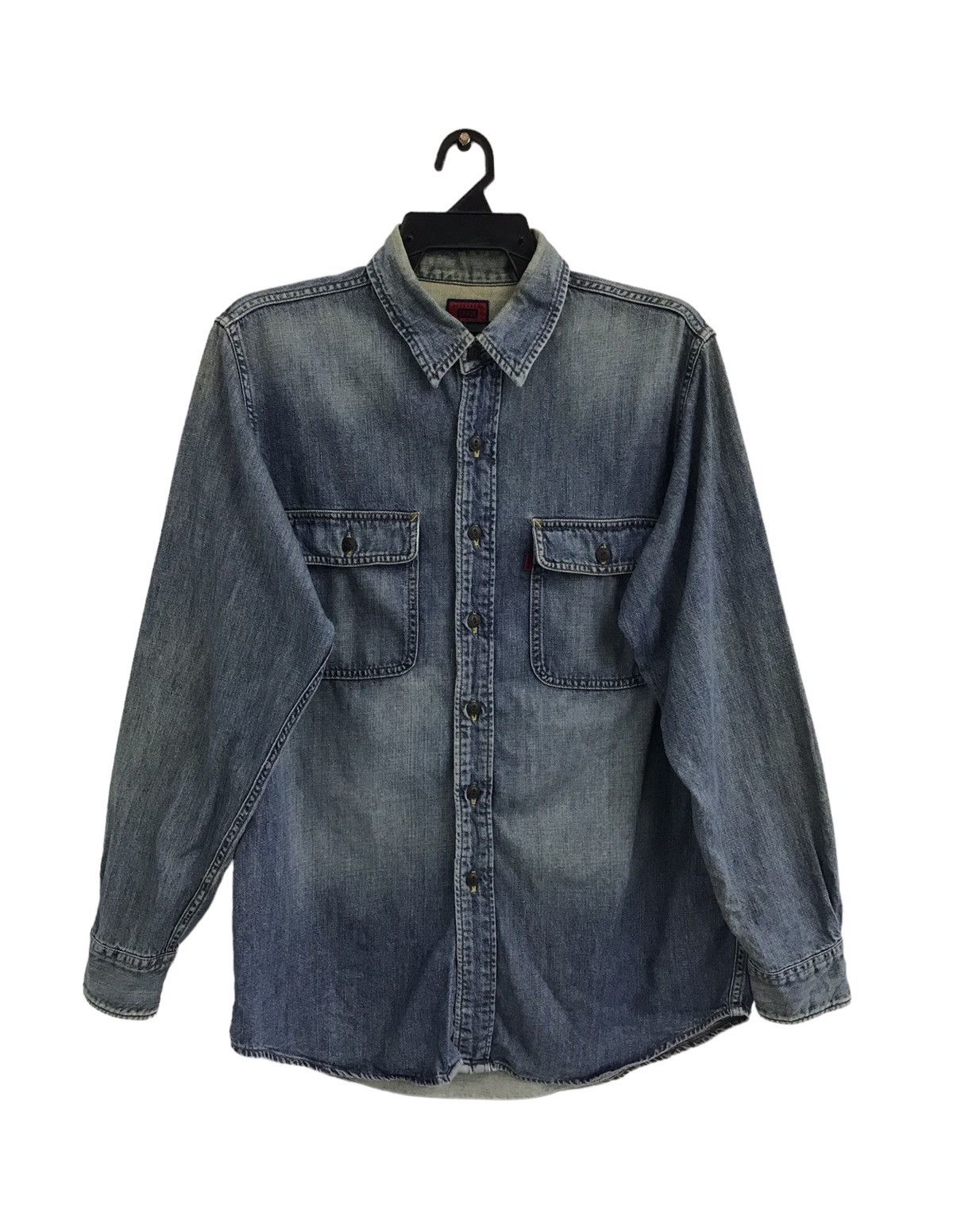 image of Dungarees Edwin 503 Long Sleeve Shirt in Navy, Men's (Size Medium)