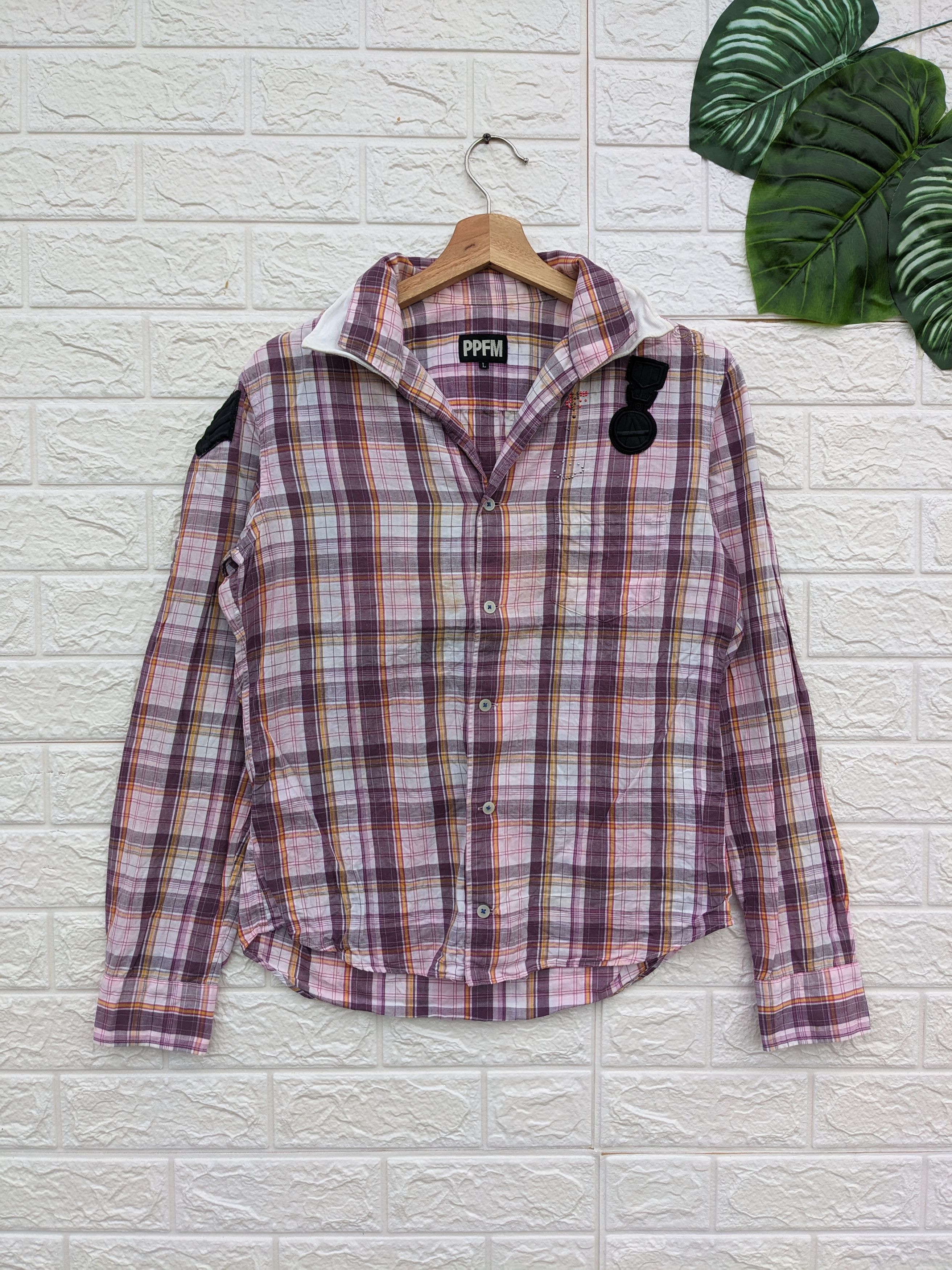 image of Ppfm Patch Checked Shirts in Mix, Men's (Size Medium)