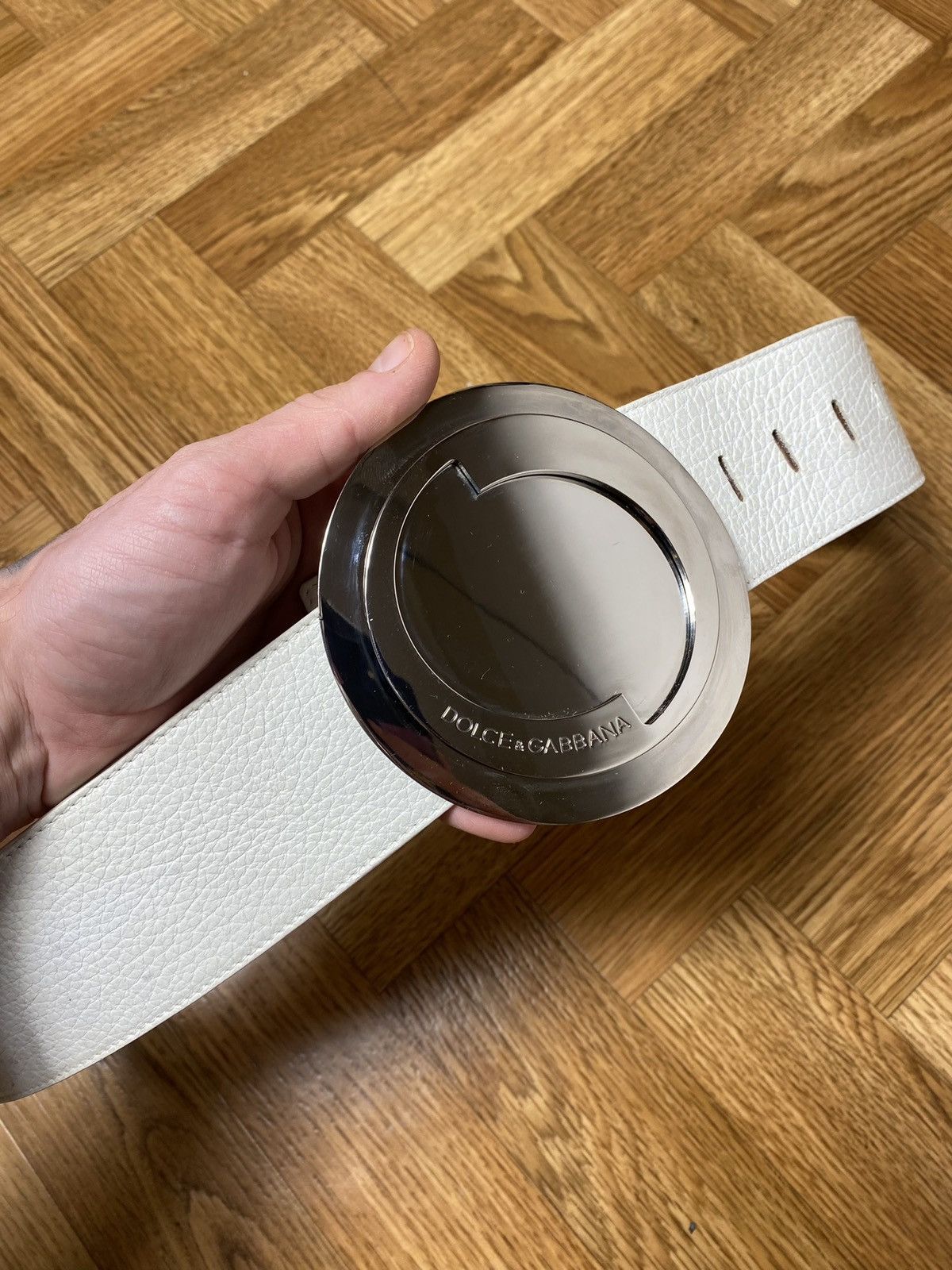 Dolce Gabbana metal buckle logo leather belt