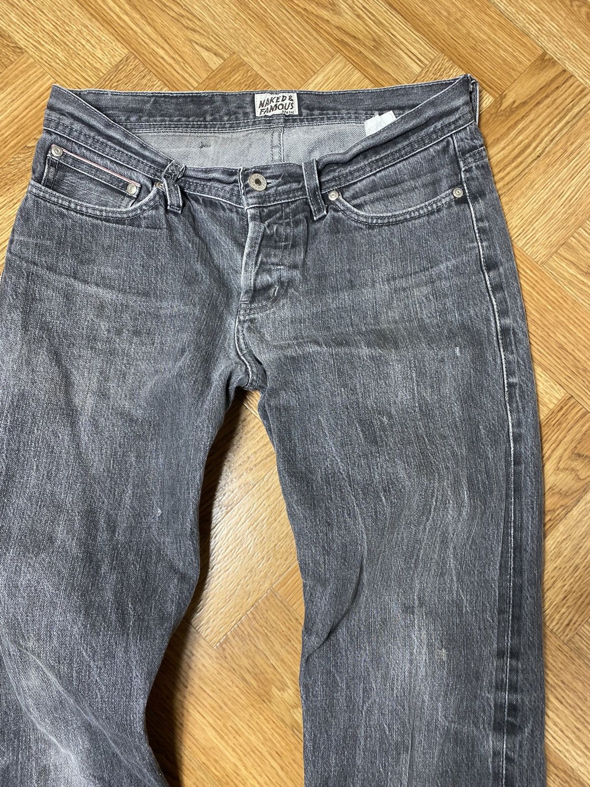 Naked & Famous Naked and Famous black selvidge distressed jeans size 31 Size US 31 - 13 Thumbnail