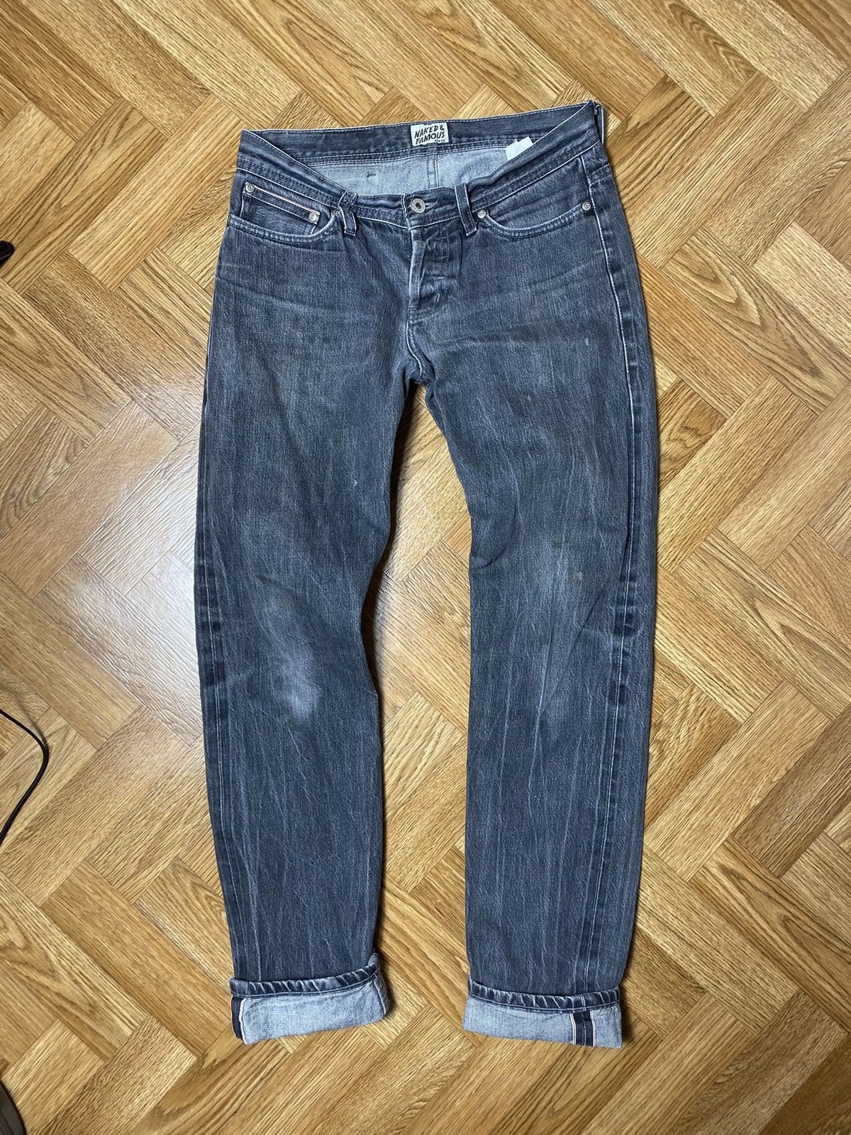 Naked & Famous Naked and Famous black selvidge distressed jeans size 31 Size US 31 - 9 Thumbnail