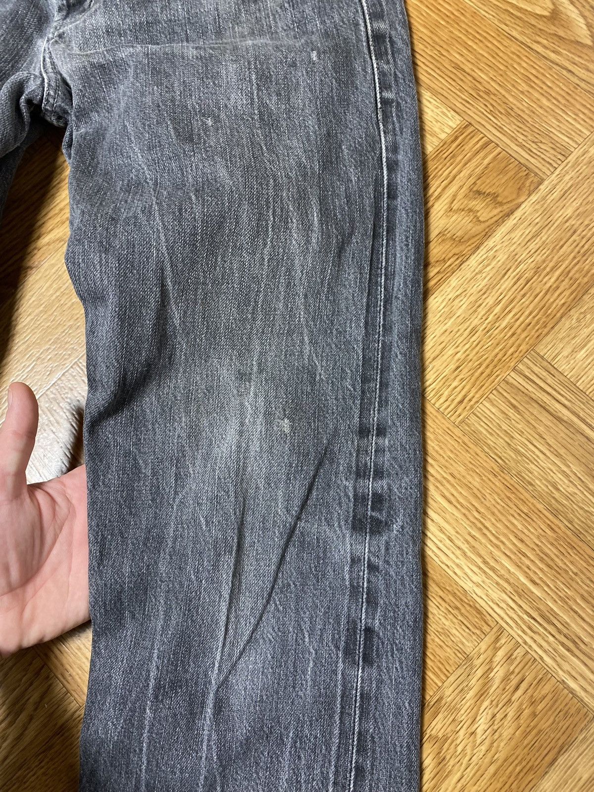 Naked & Famous Naked and Famous black selvidge distressed jeans size 31 Size US 31 - 11 Thumbnail