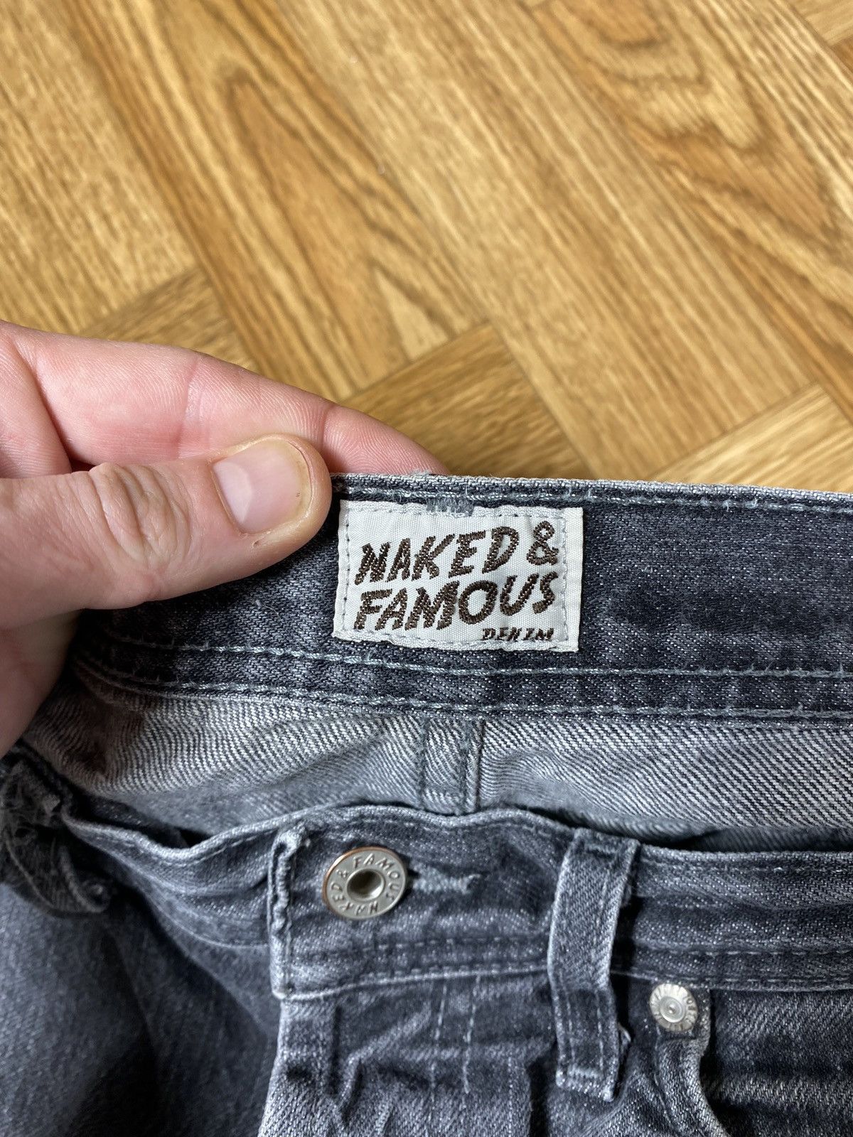 Naked & Famous Naked and Famous black selvidge distressed jeans size 31 Size US 31 - 15 Thumbnail