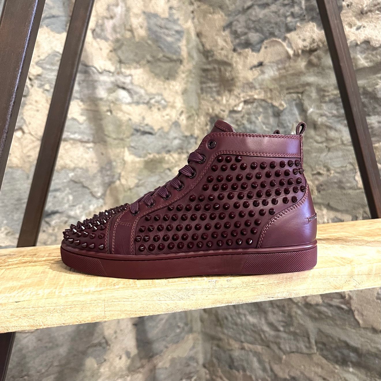 Christian Louboutin Christian Louboutin Burgundy Leather Louis Spikes Sneakers Size US 8 / EU 41 - 6 Thumbnail