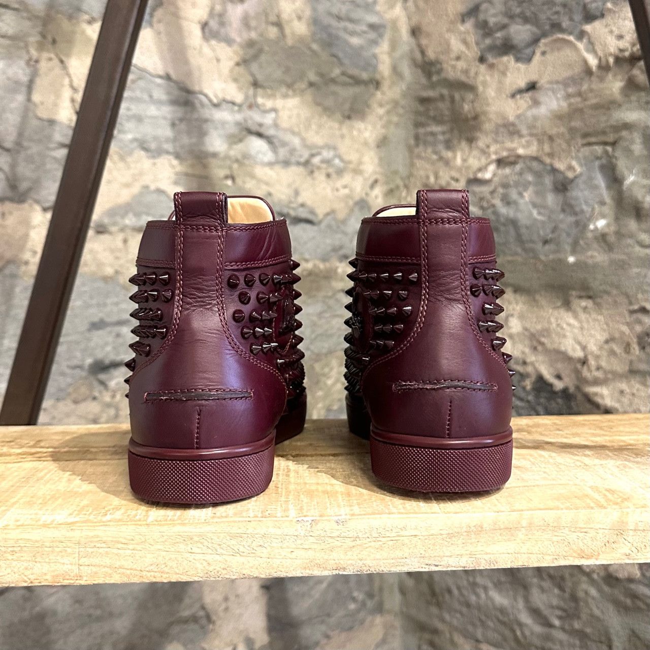 Christian Louboutin Christian Louboutin Burgundy Leather Louis Spikes Sneakers Size US 8 / EU 41 - 5 Thumbnail