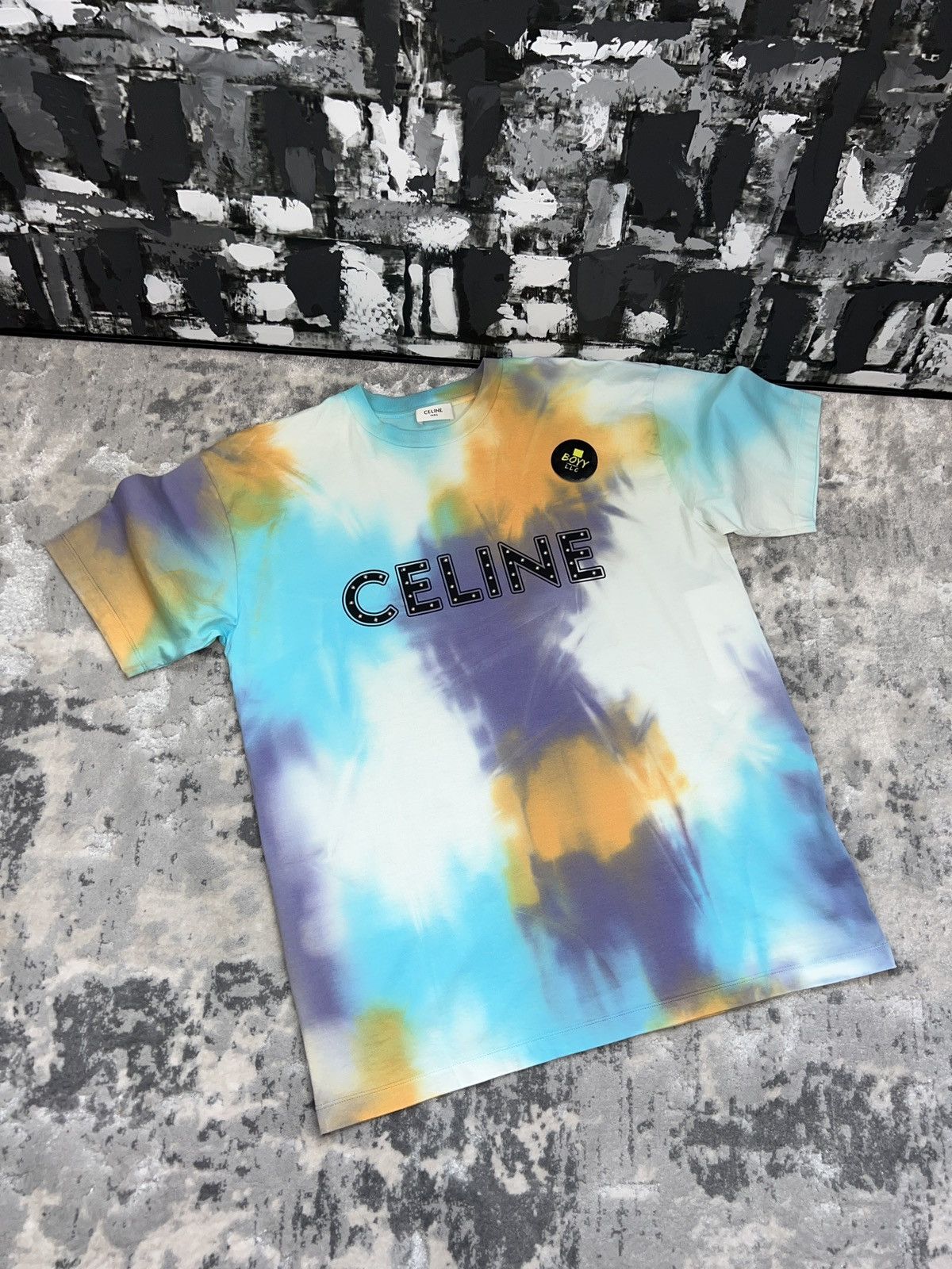 Celine tie dye stud logo t shirt
