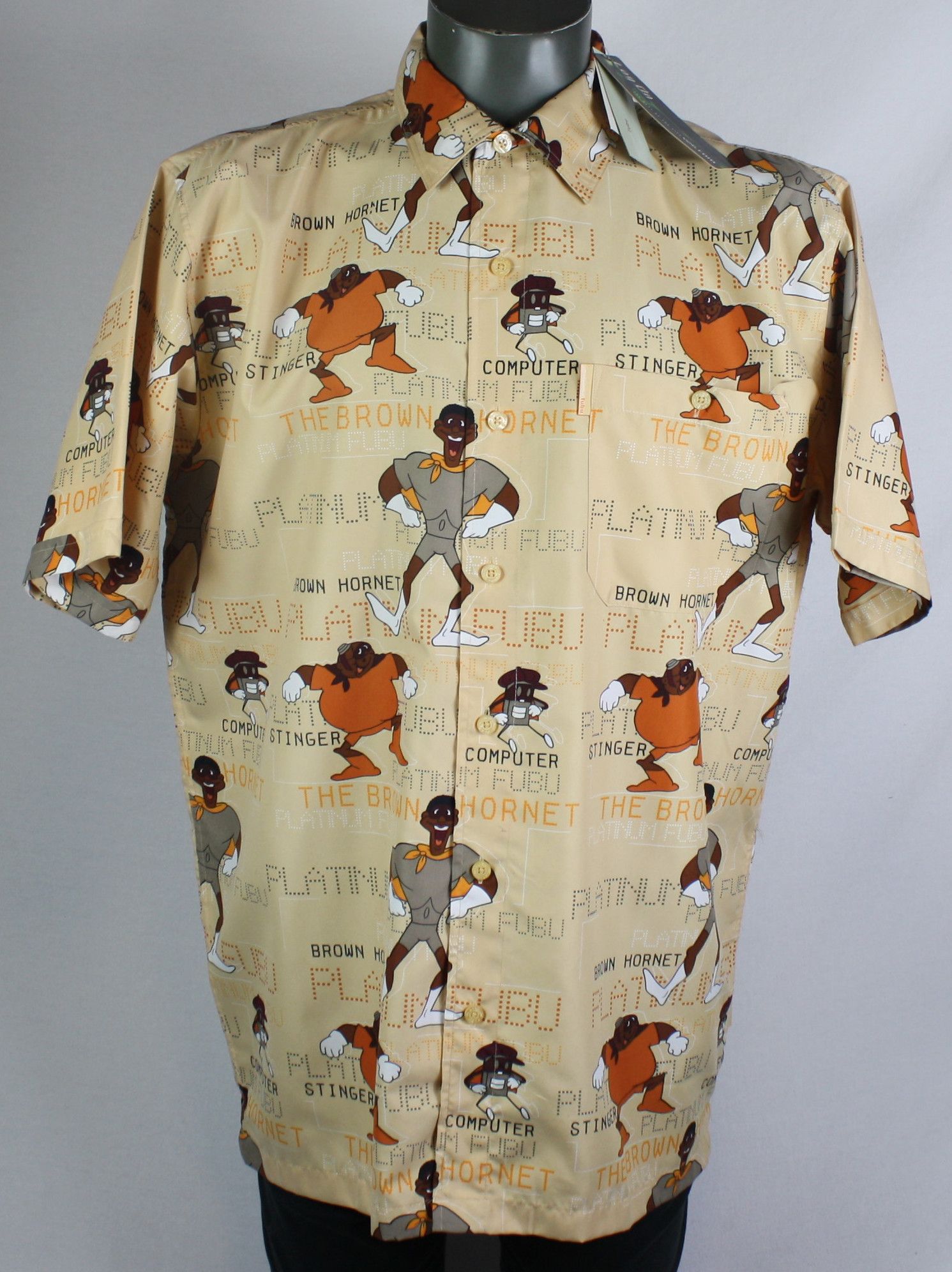 NWT Vintage FUBU Platinum Fat Albert Brown Hornet Shirt on sale L DEADSTOCK 90s 00s Y2K