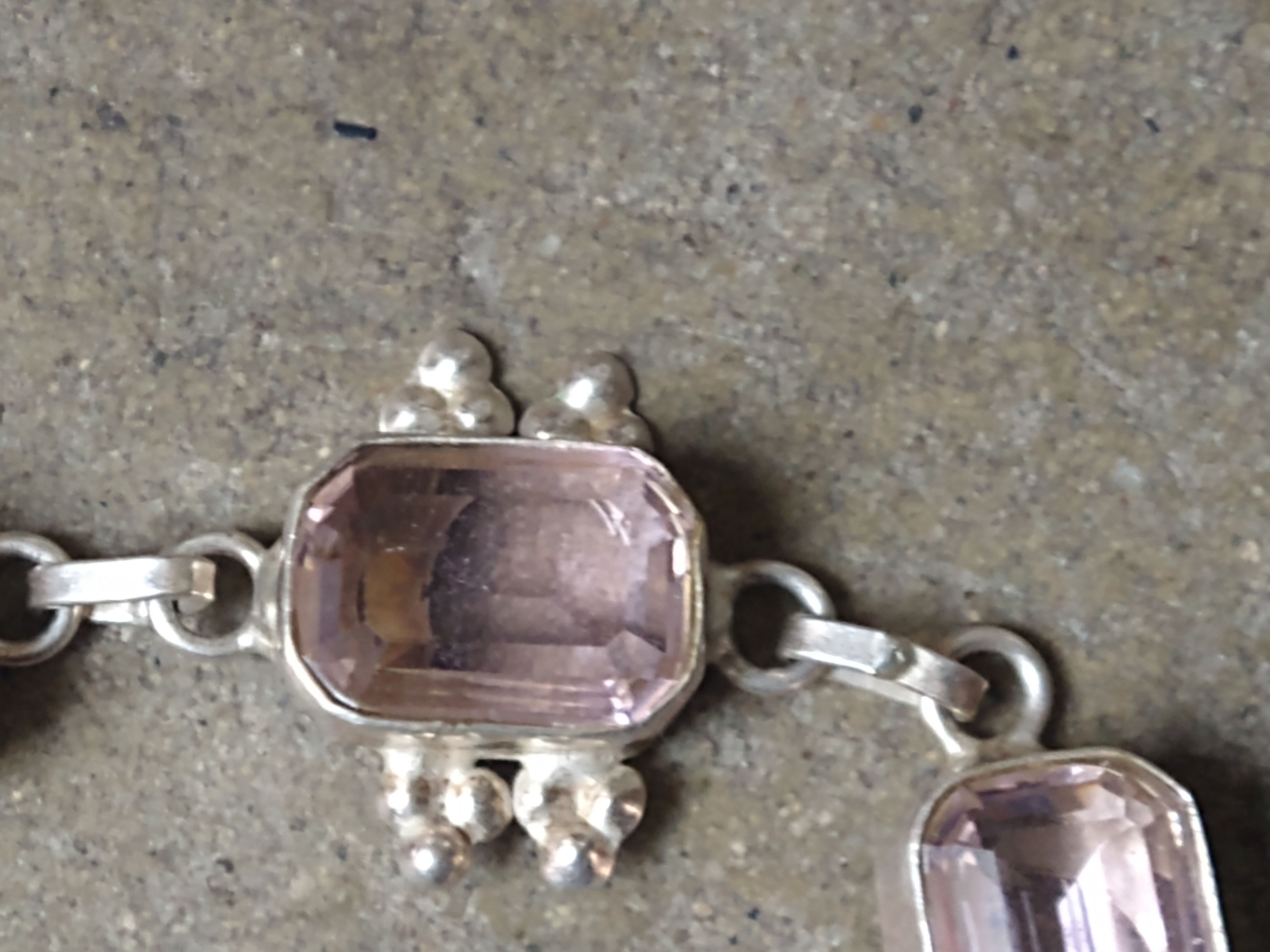 Jewelry Sterling Silver Bracelet Pink Glass Tennis Chain 8" Size ONE SIZE - 5 Thumbnail