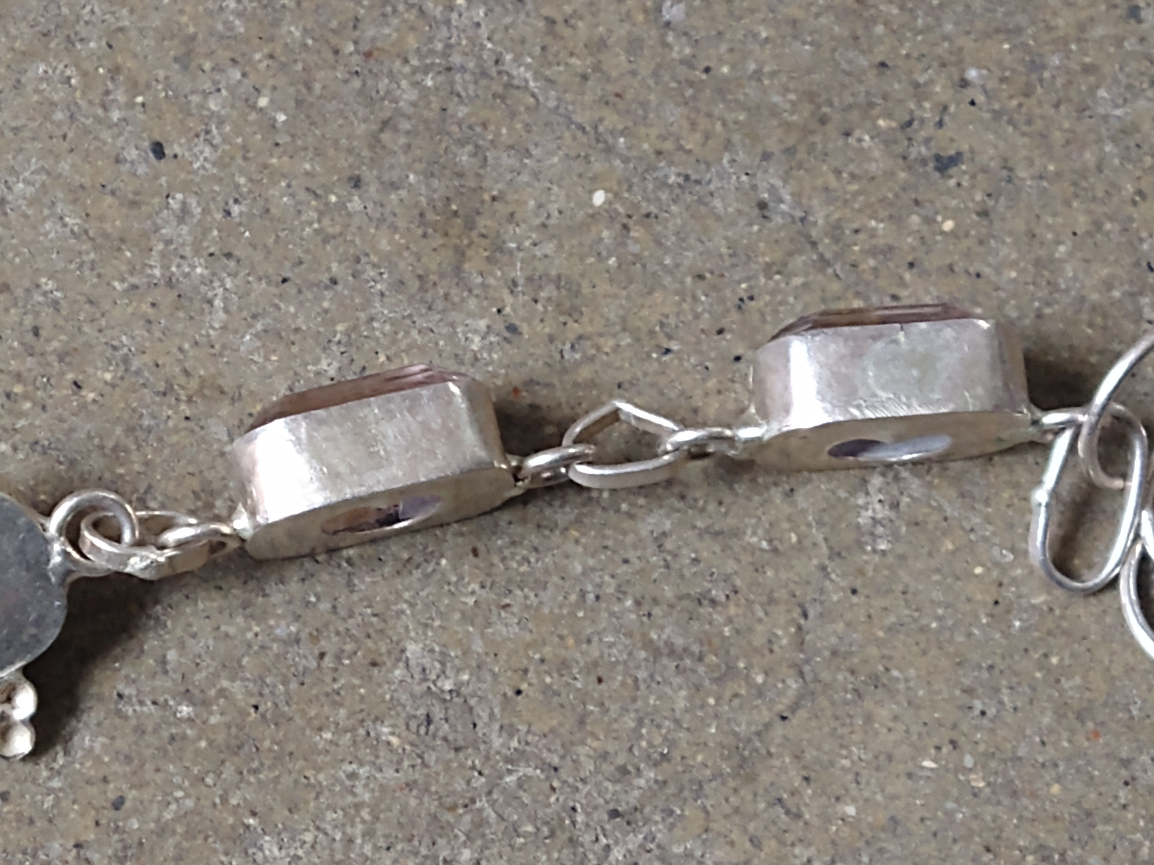 Jewelry Sterling Silver Bracelet Pink Glass Tennis Chain 8" Size ONE SIZE - 8 Thumbnail
