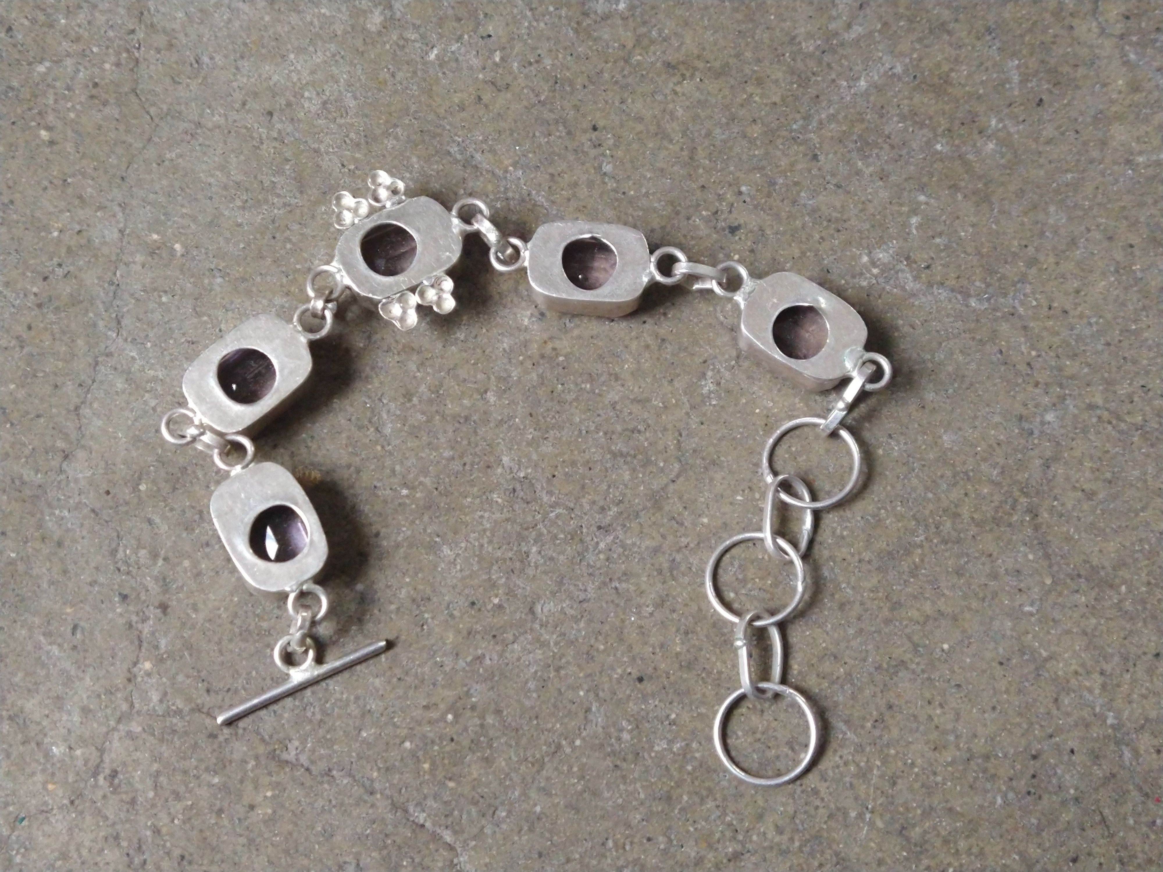 Jewelry Sterling Silver Bracelet Pink Glass Tennis Chain 8" Size ONE SIZE - 10 Thumbnail