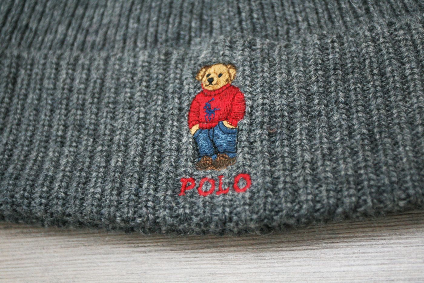 Polo Ralph Lauren Polo Ralph Lauren Bear Embroidered Gray Beanie Hat PRL Size ONE SIZE - 2 Thumbnail
