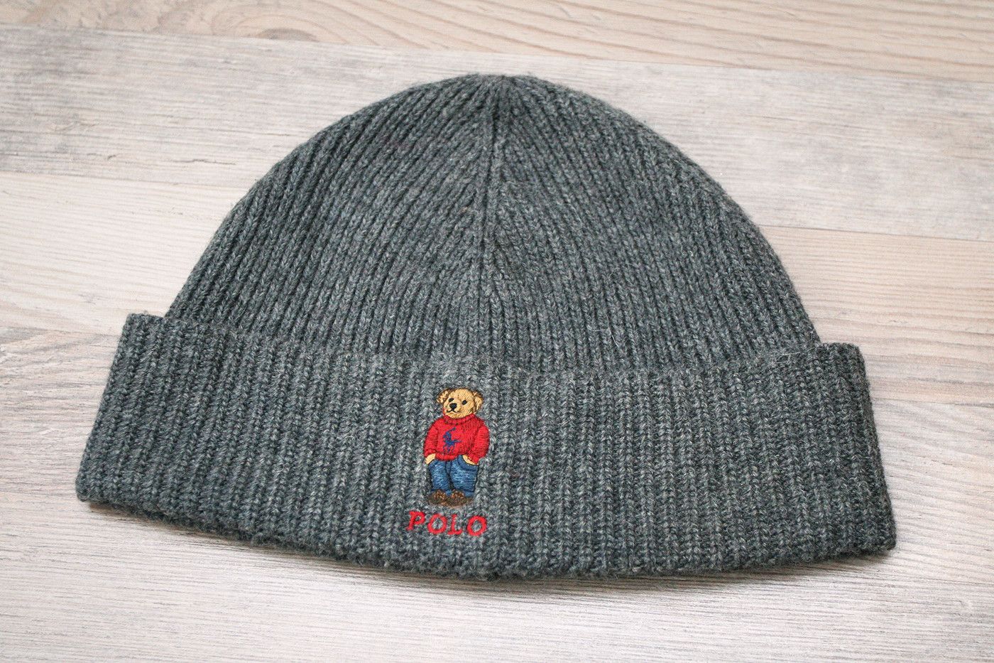 Polo Ralph Lauren Polo Ralph Lauren Bear Embroidered Gray Beanie Hat PRL Size ONE SIZE - 1 Thumbnail