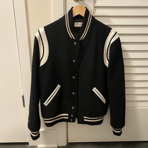 Saint Laurent Paris Teddy Varsity Jacket | Grailed