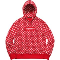 Pre-owned Louis Vuitton Supreme Lv Box Logo Hoodie Hooded Sweatshirt Sz Xl  Rare Authentic In Red