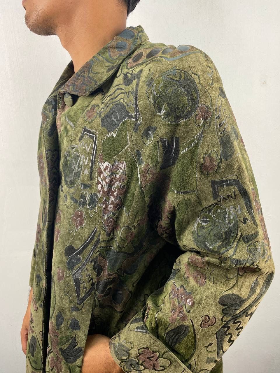 Japanese Brand Vintage Designer Fabio Mantegazza Suede Coat Floral Pattern Size US L / EU 52-54 / 3 - 2 Thumbnail