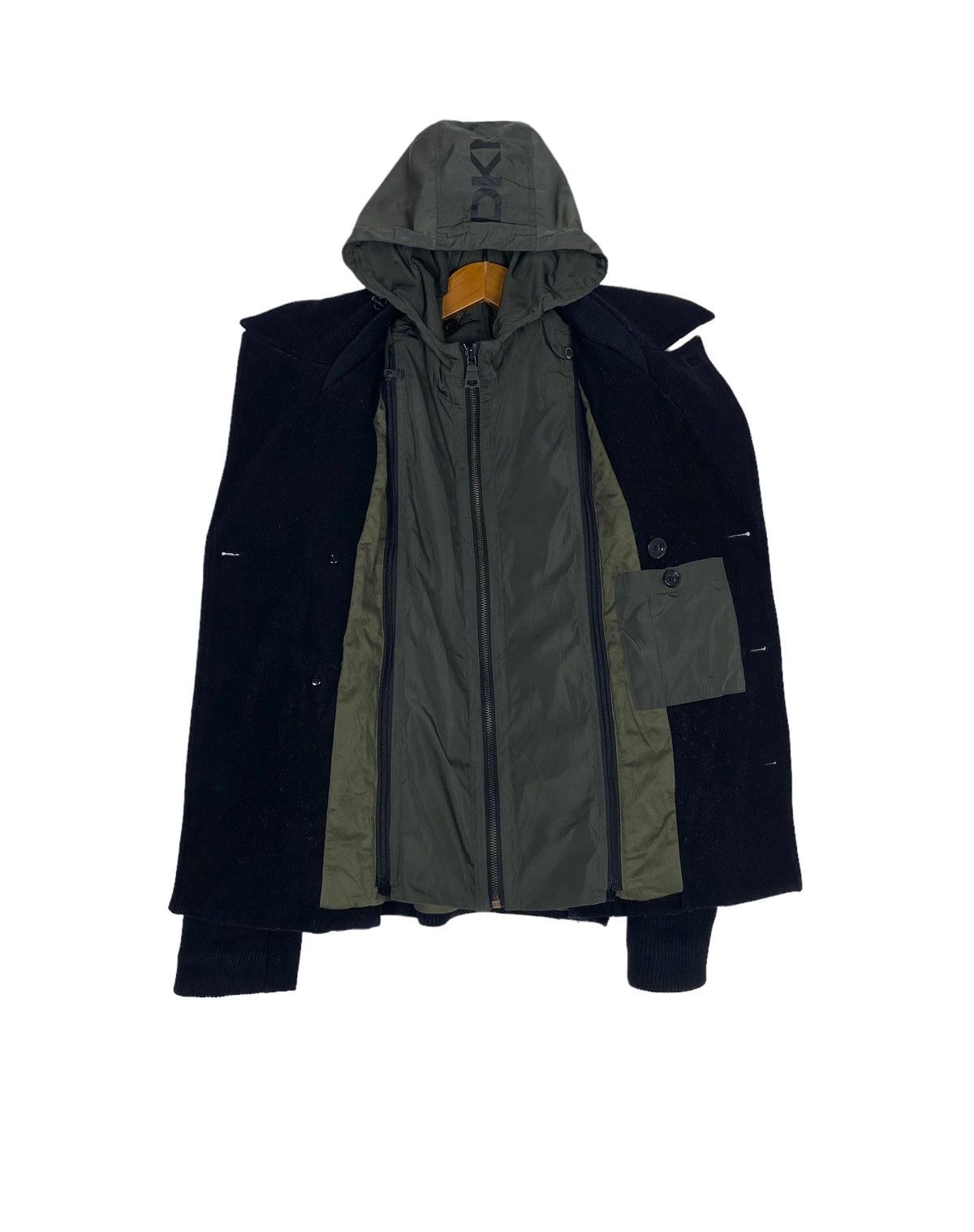 DKNY Rare‼️ Dkny Double Breasted Wool Pea Coat Hoodie Size US S / EU 44-46 / 1 - 2 Thumbnail