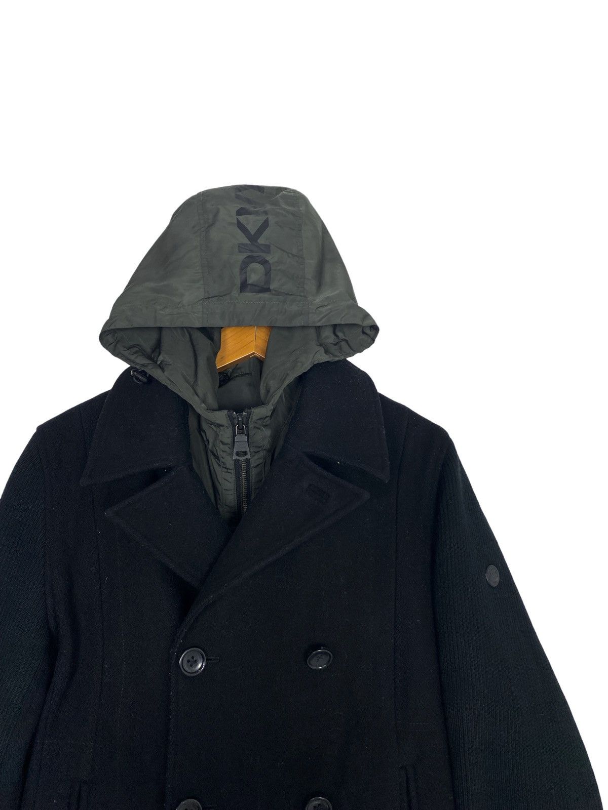 DKNY Rare‼️ Dkny Double Breasted Wool Pea Coat Hoodie Size US S / EU 44-46 / 1 - 4 Thumbnail