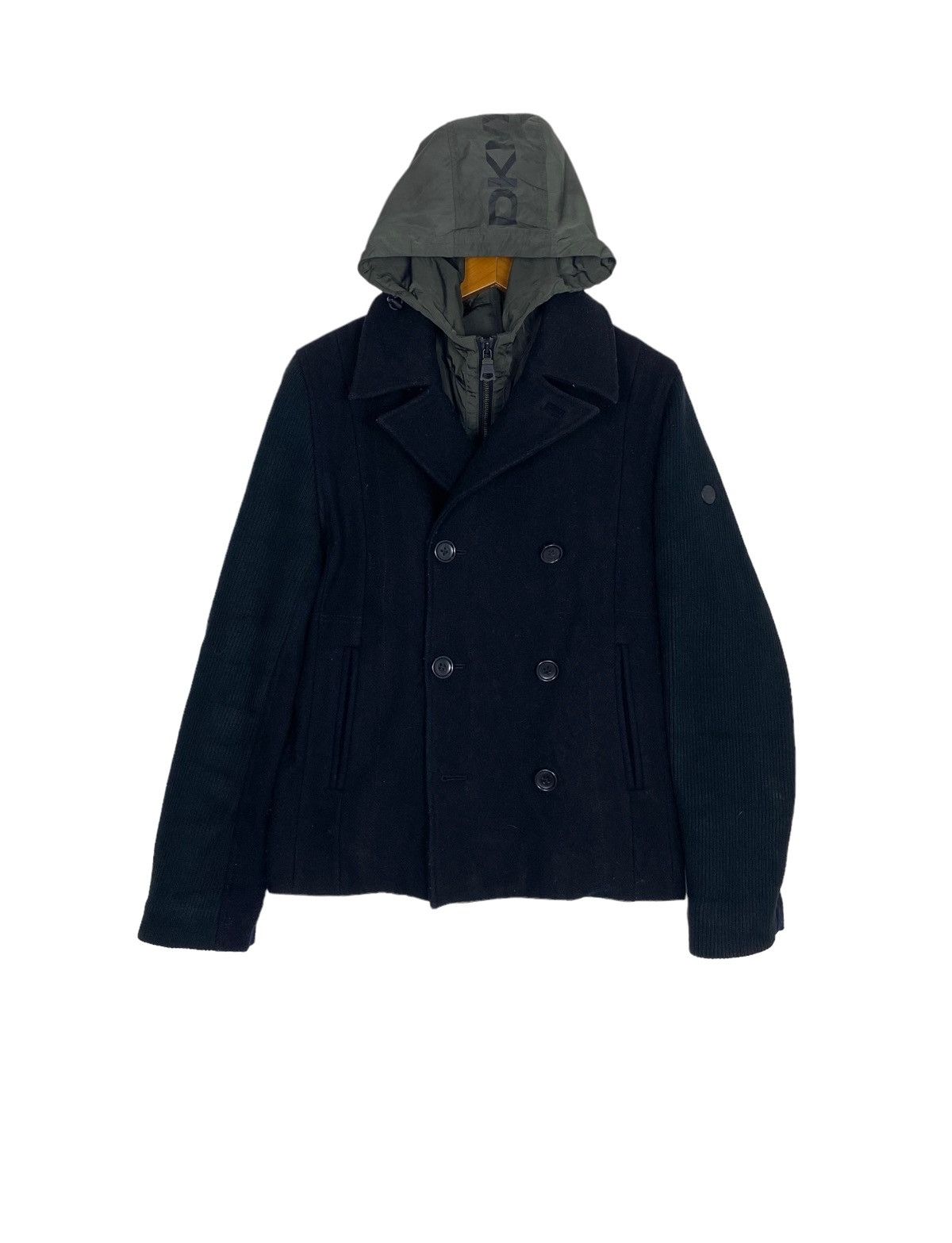 DKNY Rare‼️ Dkny Double Breasted Wool Pea Coat Hoodie Size US S / EU 44-46 / 1 - 1 Thumbnail