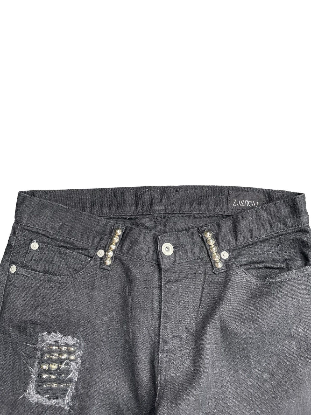 Japanese Brand Z.Vargas Punk Inspired Custom Distressed Denim Size US 31 - 9 Thumbnail
