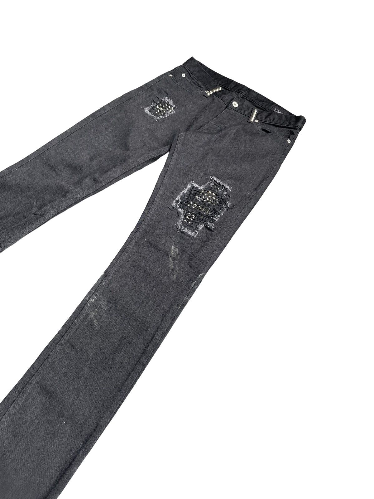Japanese Brand Z.Vargas Punk Inspired Custom Distressed Denim Size US 31 - 4 Thumbnail