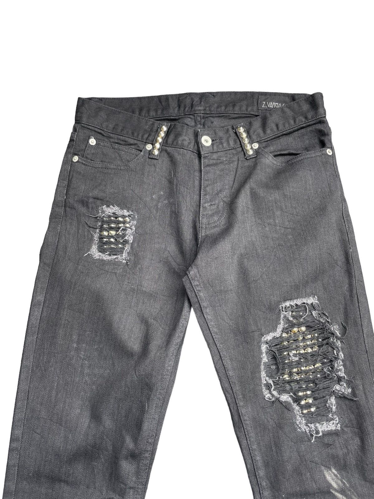 Japanese Brand Z.Vargas Punk Inspired Custom Distressed Denim Size US 31 - 7 Thumbnail