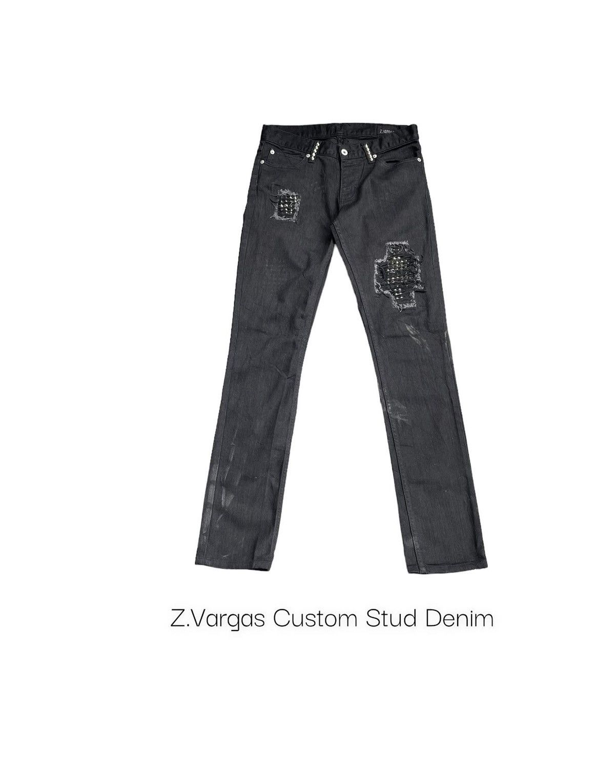 Japanese Brand Z.Vargas Punk Inspired Custom Distressed Denim Size US 31 - 1 Thumbnail
