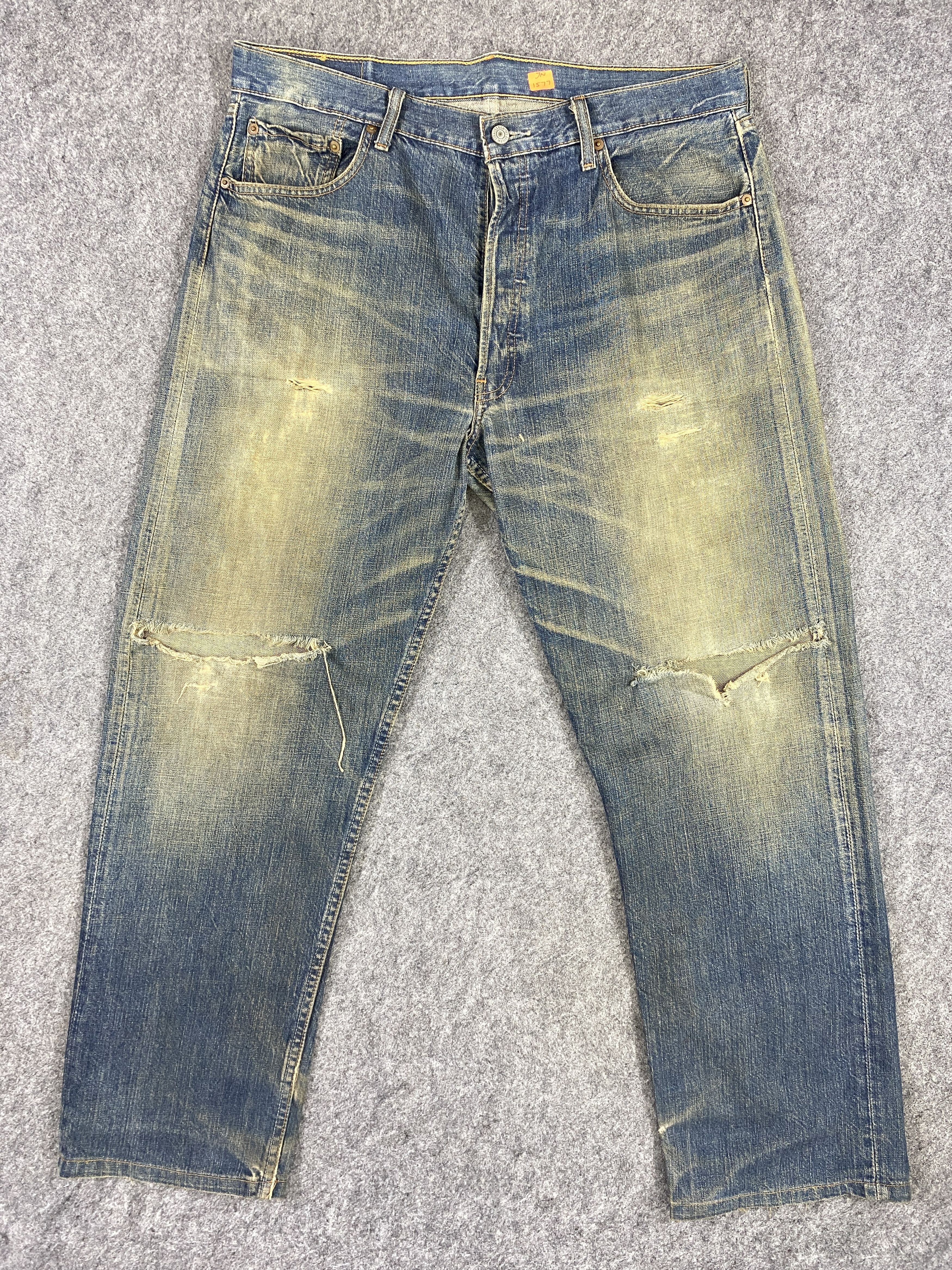 Levi's Rusty Used Blue Vintage Levi's 501 35x29.5 Denim -JN1577 Size US 35 - 1 Thumbnail