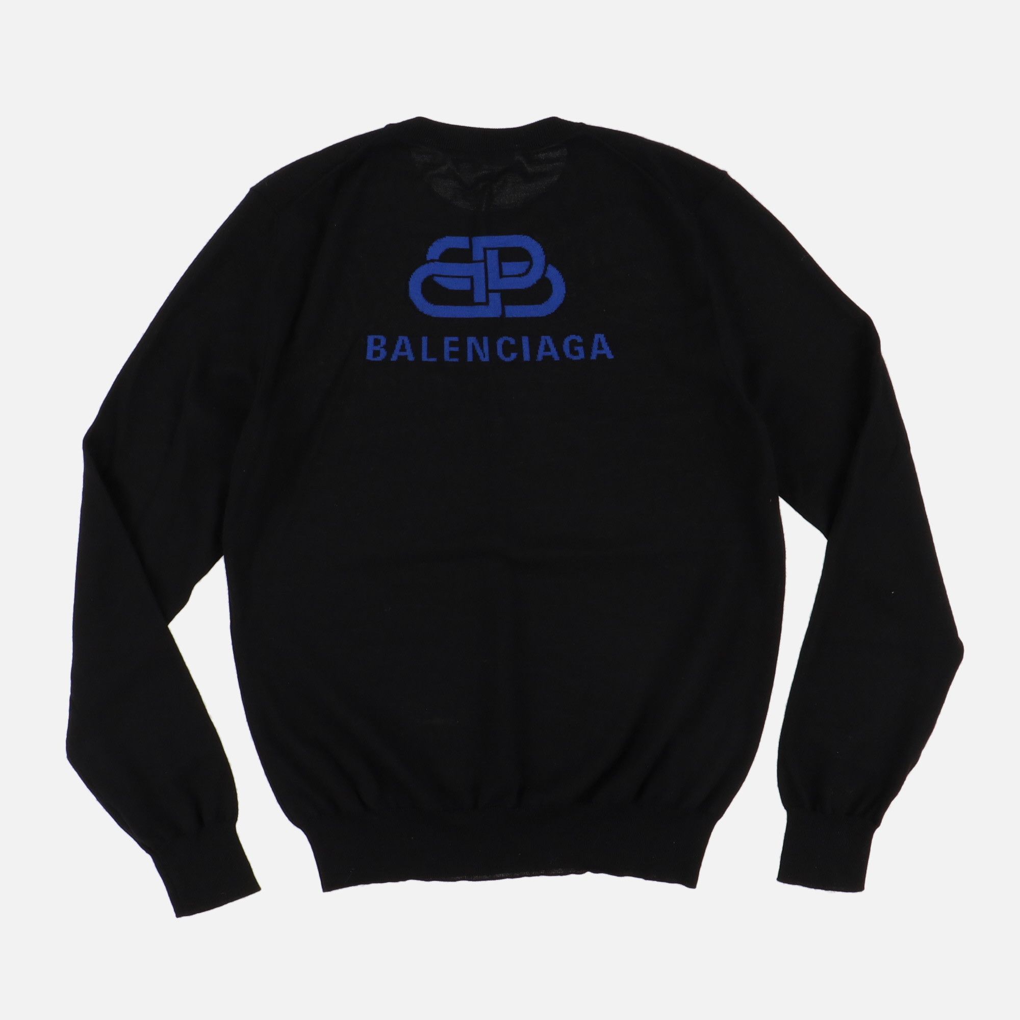 Balenciaga Blue BB Logo Jacquard Wool Sweater Size US XS / EU 42 / 0 - 1 Thumbnail