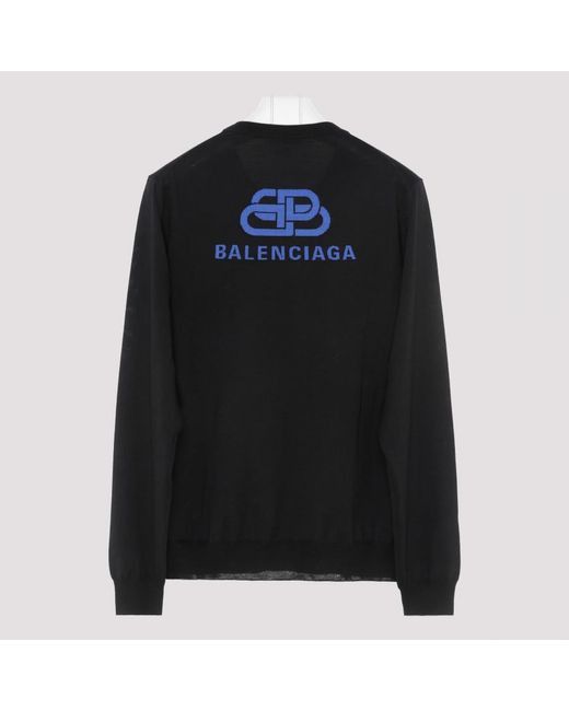 Balenciaga Blue BB Logo Jacquard Wool Sweater Size US XS / EU 42 / 0 - 2 Thumbnail