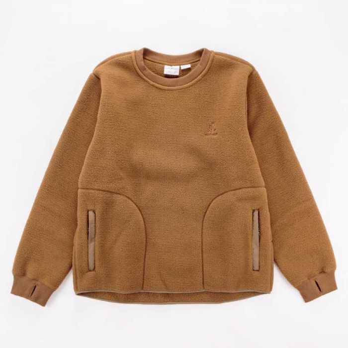 Pre-owned Gramicci Boa Fleece Pullover Sweatshirt Coyote Tan In Light Brown