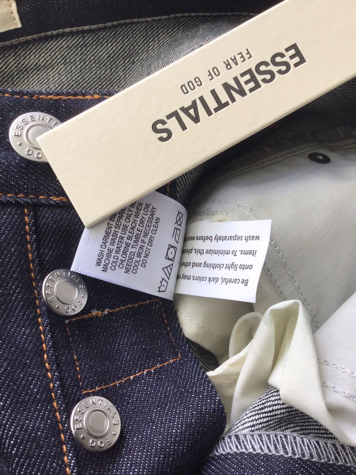 Fear of God ESSENTIALS Fear of God Raw Japanese denim jean (sz 28) Size US 28 / EU 44 - 9 Thumbnail