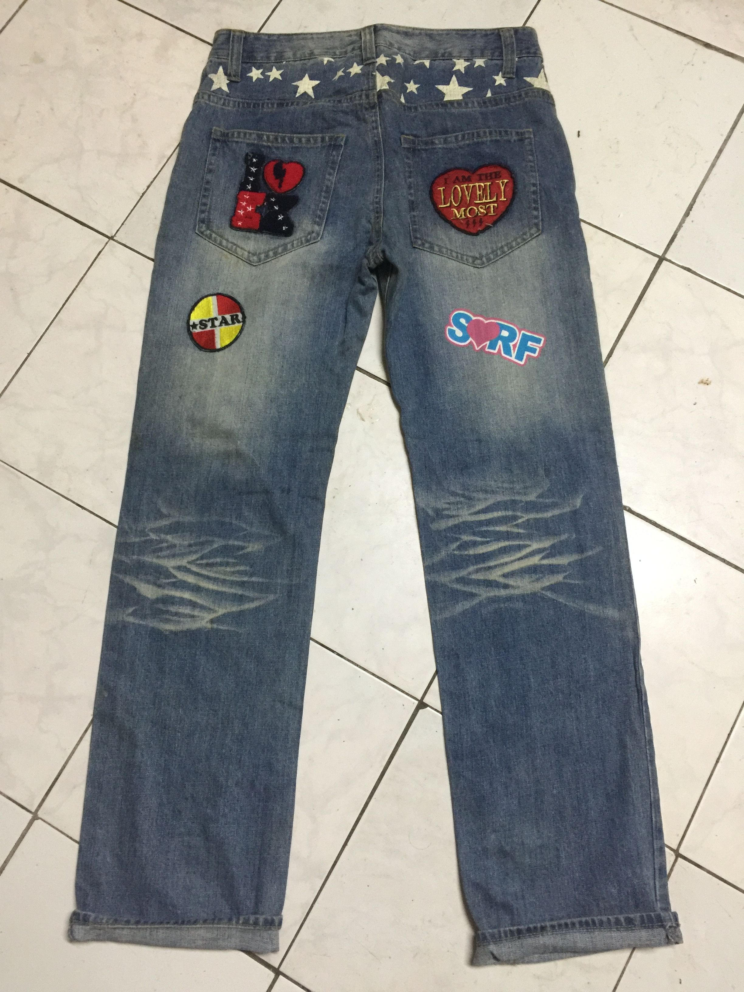 Japanese Brand Love! Surf! Star! Clone Devgru Wash Distressed Denim Size US 32 / EU 48 - 2 Thumbnail