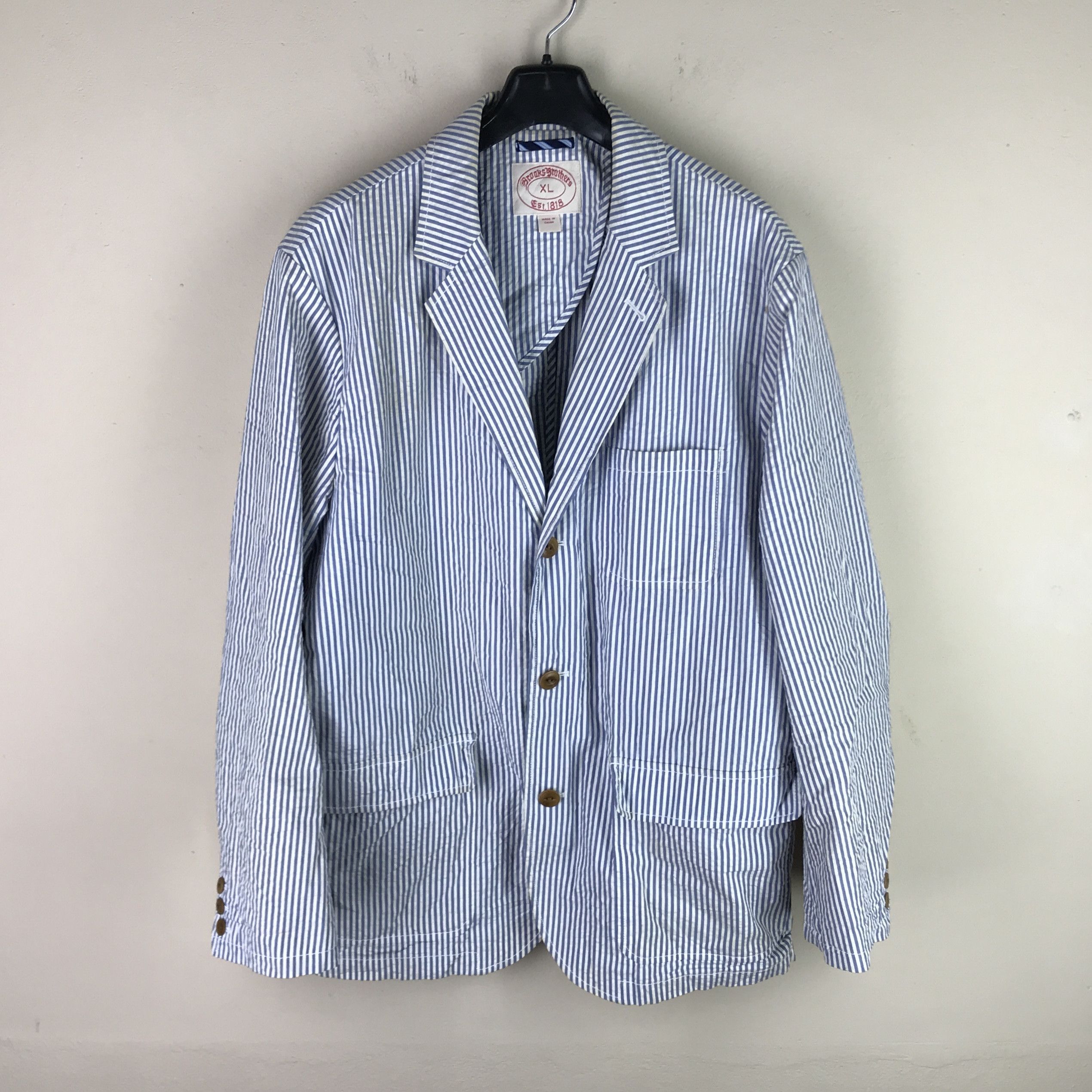 Brooks Brothers Seersucker Striped Blazer Jacket