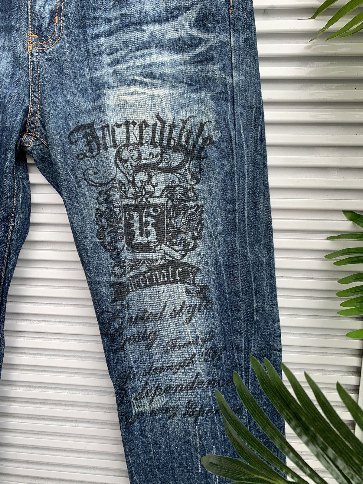 20471120 Red Diamond Gangs of Apocalypse Punk Printed Denim Pants Size US 32 / EU 48 - 5 Thumbnail