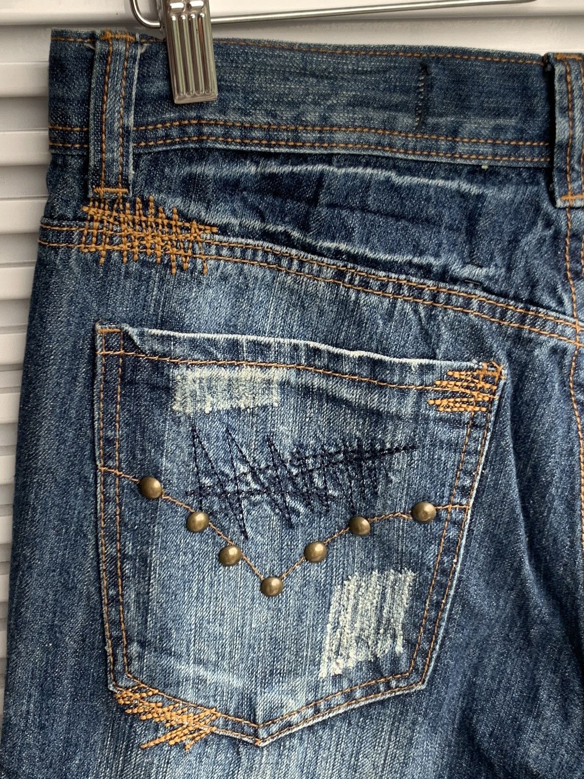 20471120 Red Diamond Gangs of Apocalypse Punk Printed Denim Pants Size US 32 / EU 48 - 10 Thumbnail