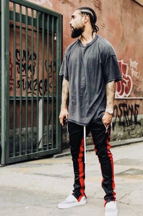 Fear of god deals track pants black red