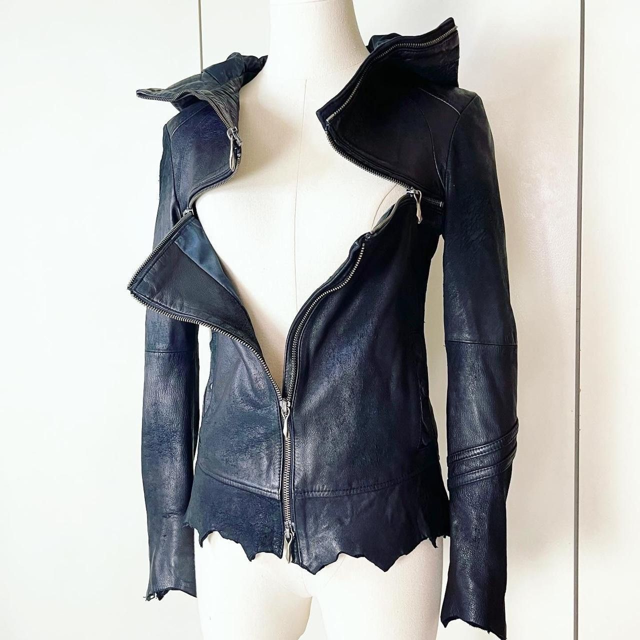 Japanese Brand 14th Addiction leather jacket hood black Japanese Brand 14th Addiction leather jacket hood black