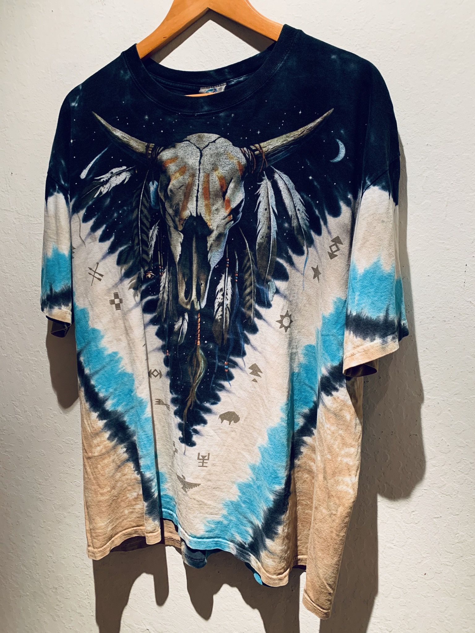 Liquid Blue × Vintage RARE* Vintage Liquid Blue Native Skull Tie-Dye T-Shirt - XL Size US XL / EU 56 / 4 - 1 Thumbnail
