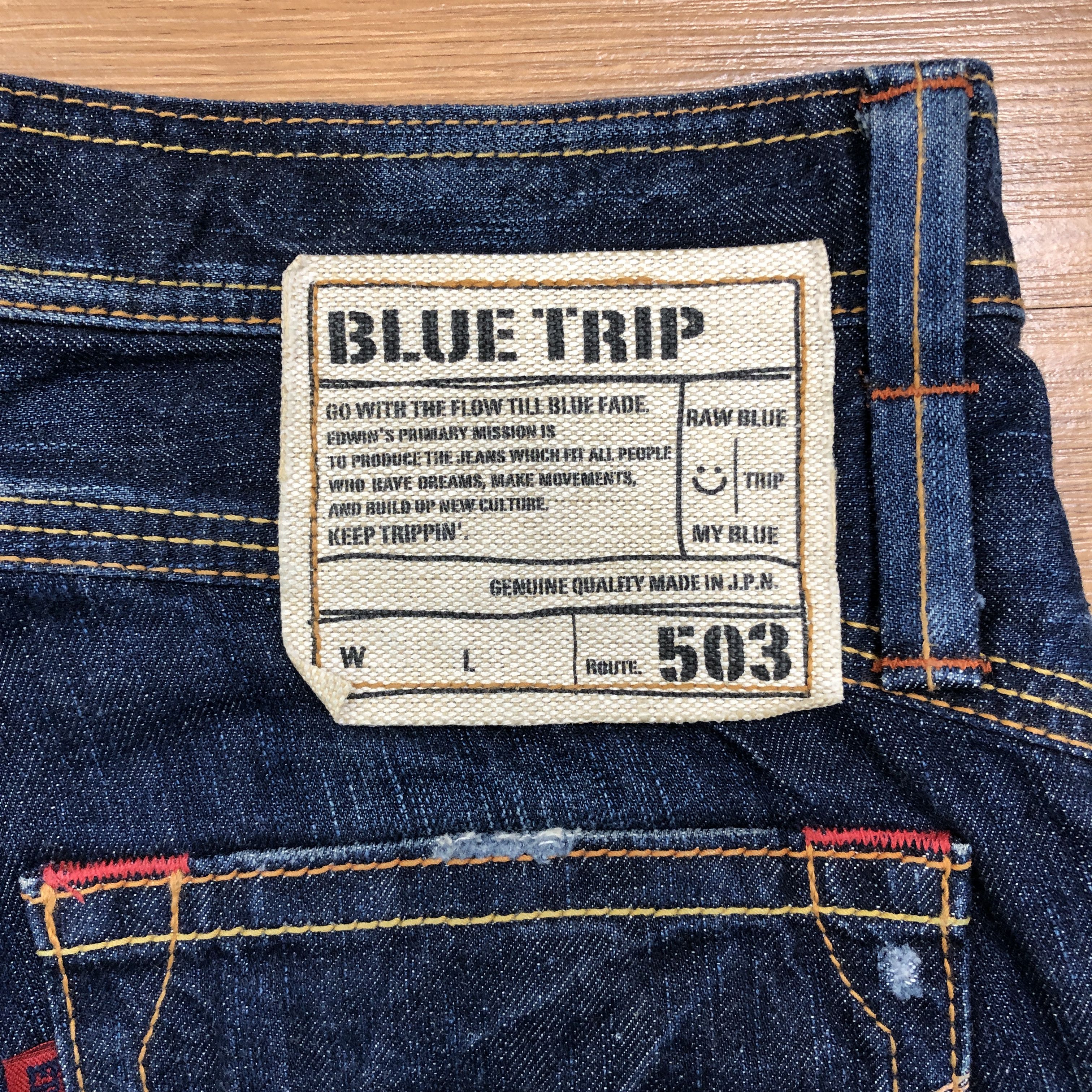 Edwin × Vintage Edwin Blue Trip Flare Jeans 33 x 30.5 L1319W Size 33" - 5 Thumbnail