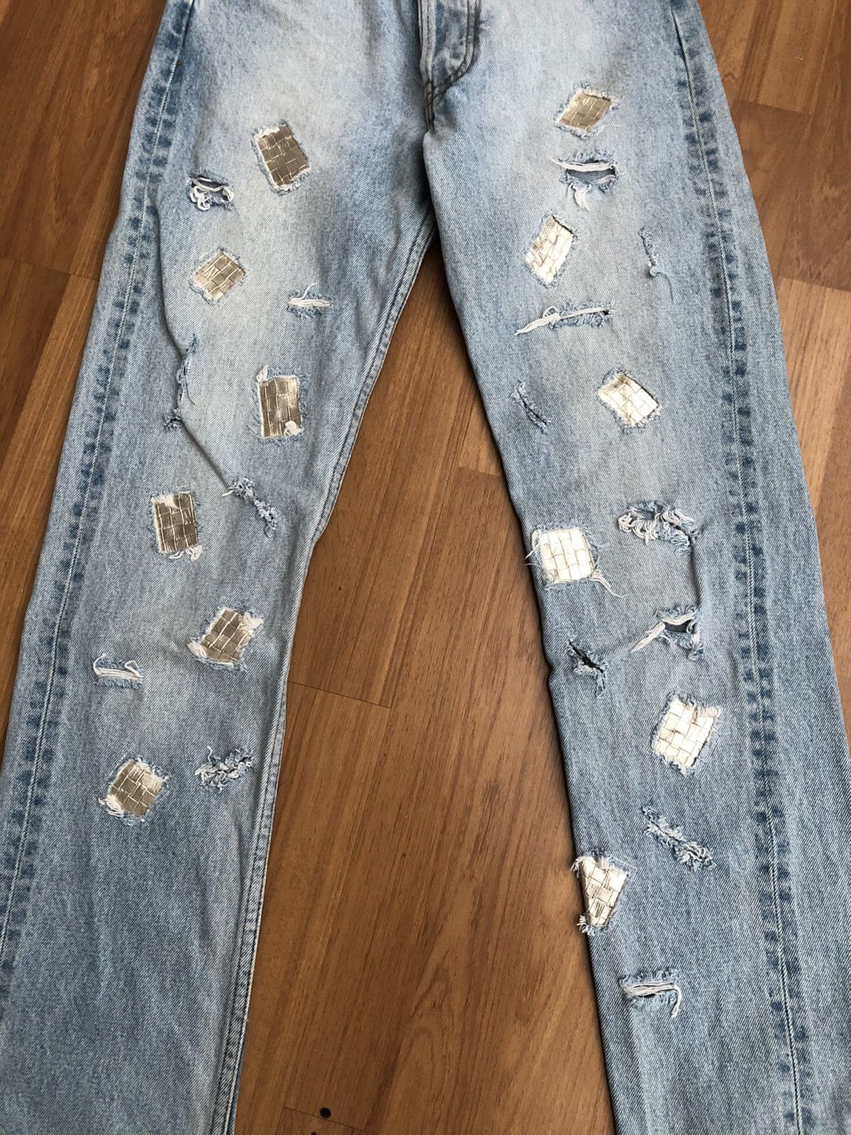 If Six Was Nine Vintage defray patchwork boro spiral cut denim jeans Size US 29 - 3 Thumbnail