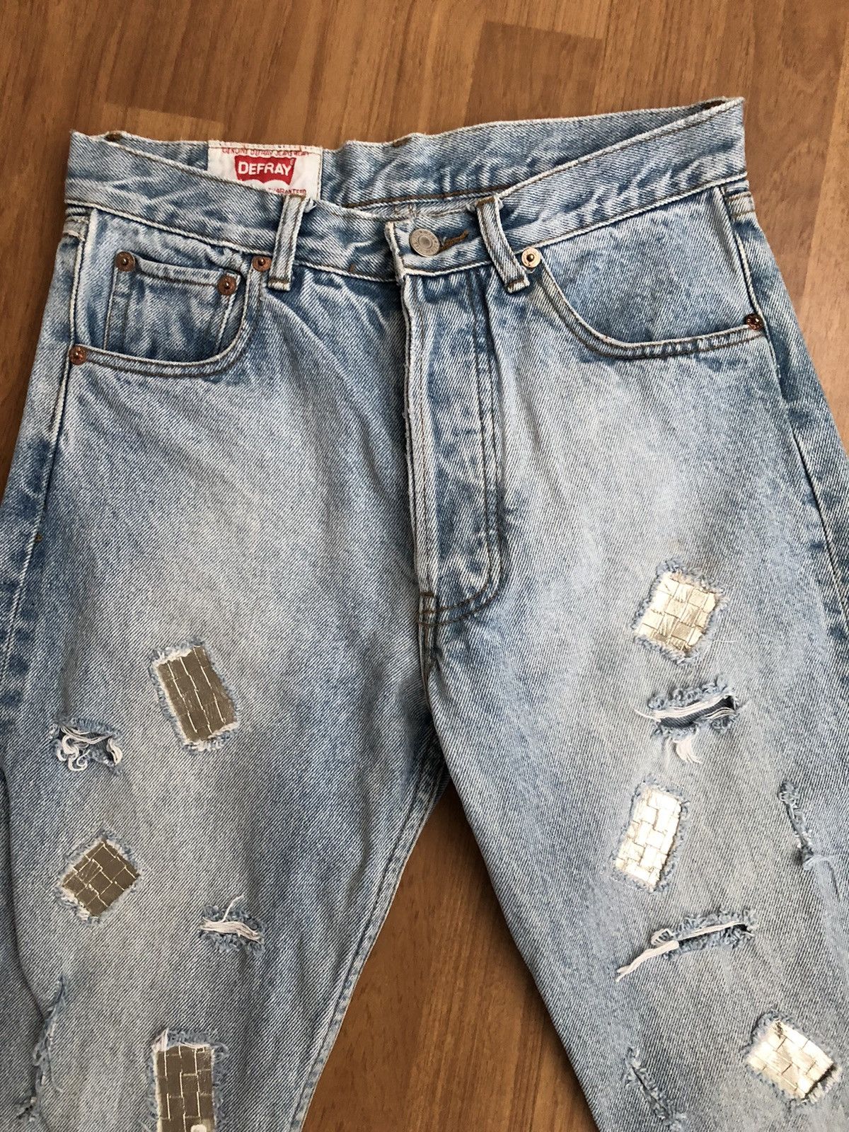 If Six Was Nine Vintage defray patchwork boro spiral cut denim jeans Size US 29 - 2 Thumbnail