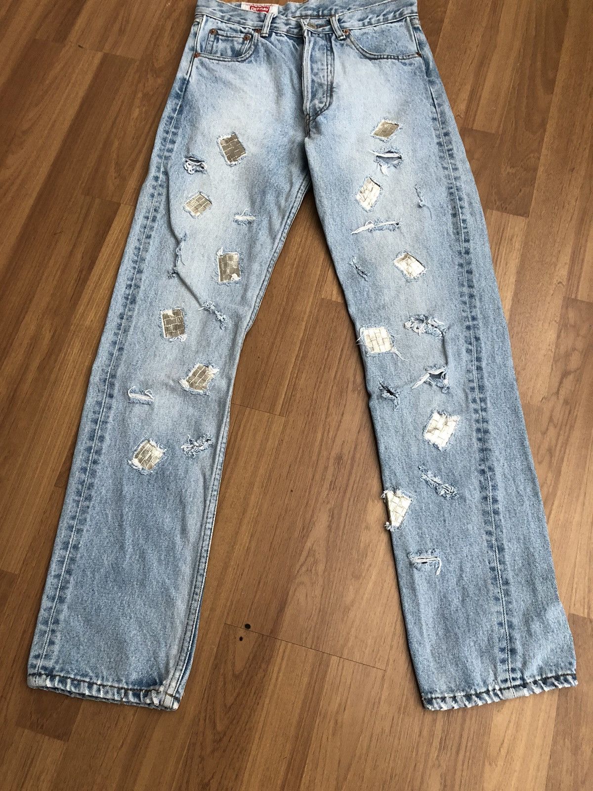 If Six Was Nine Vintage defray patchwork boro spiral cut denim jeans Size US 29 - 4 Thumbnail
