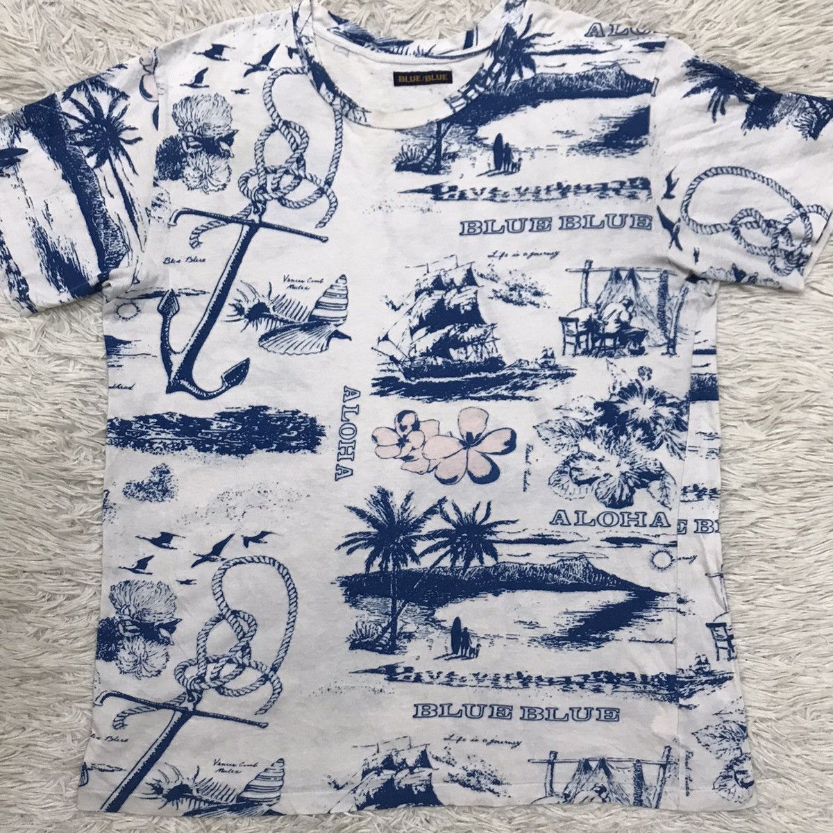 Blue Blue Japan Vintage 90s Blue Blue Sun Surfing Hawaii Fullprint Tshirt Size US M / EU 48-50 / 2 - 9 Thumbnail