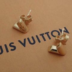 Louis Vuitton Nanogram Earphone Earrings Gold for Women