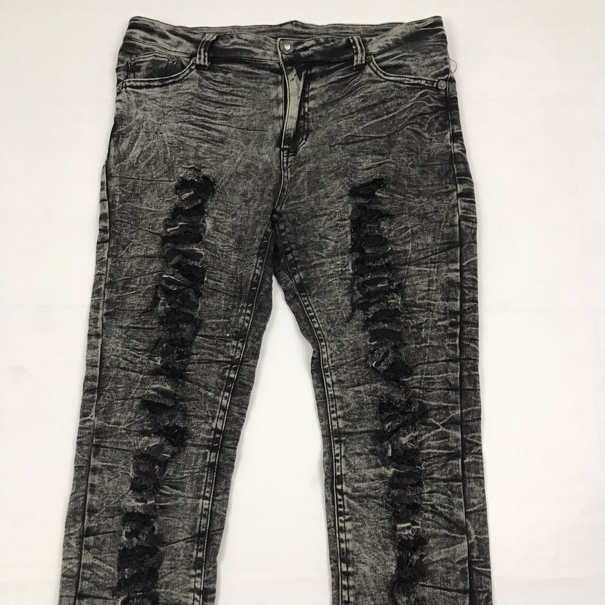 Japanese Brand Distressed Acid Wash Stretchable Jeans Size US 35 - 2 Thumbnail
